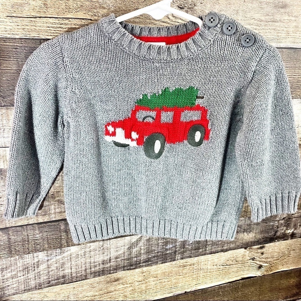 Carters Baby Boy Christmas Tree Red Truck Sweater 9M Holiday Festive Winter